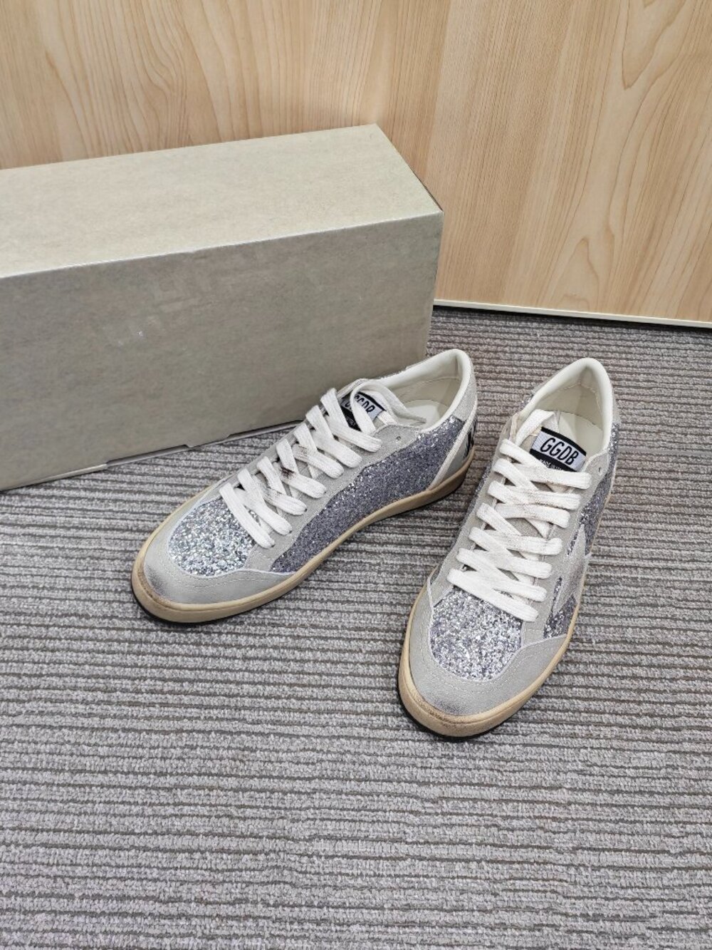 Golden Goose Ball Star Silver Glitter Low‑Top Sneakers